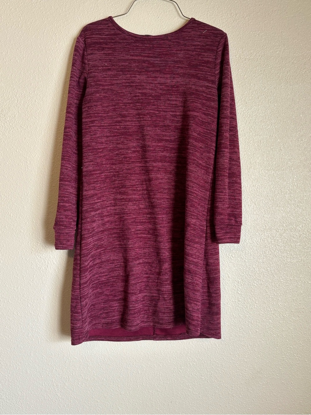 Women’s Marled Long Sleeve Shift Dress in Plum